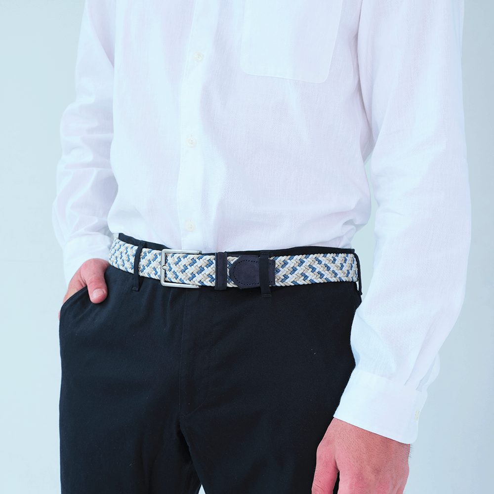 Chaos Cream/White/Blue Men's Belt