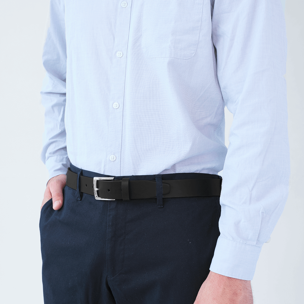 Nexus Black Leather Men's Belt